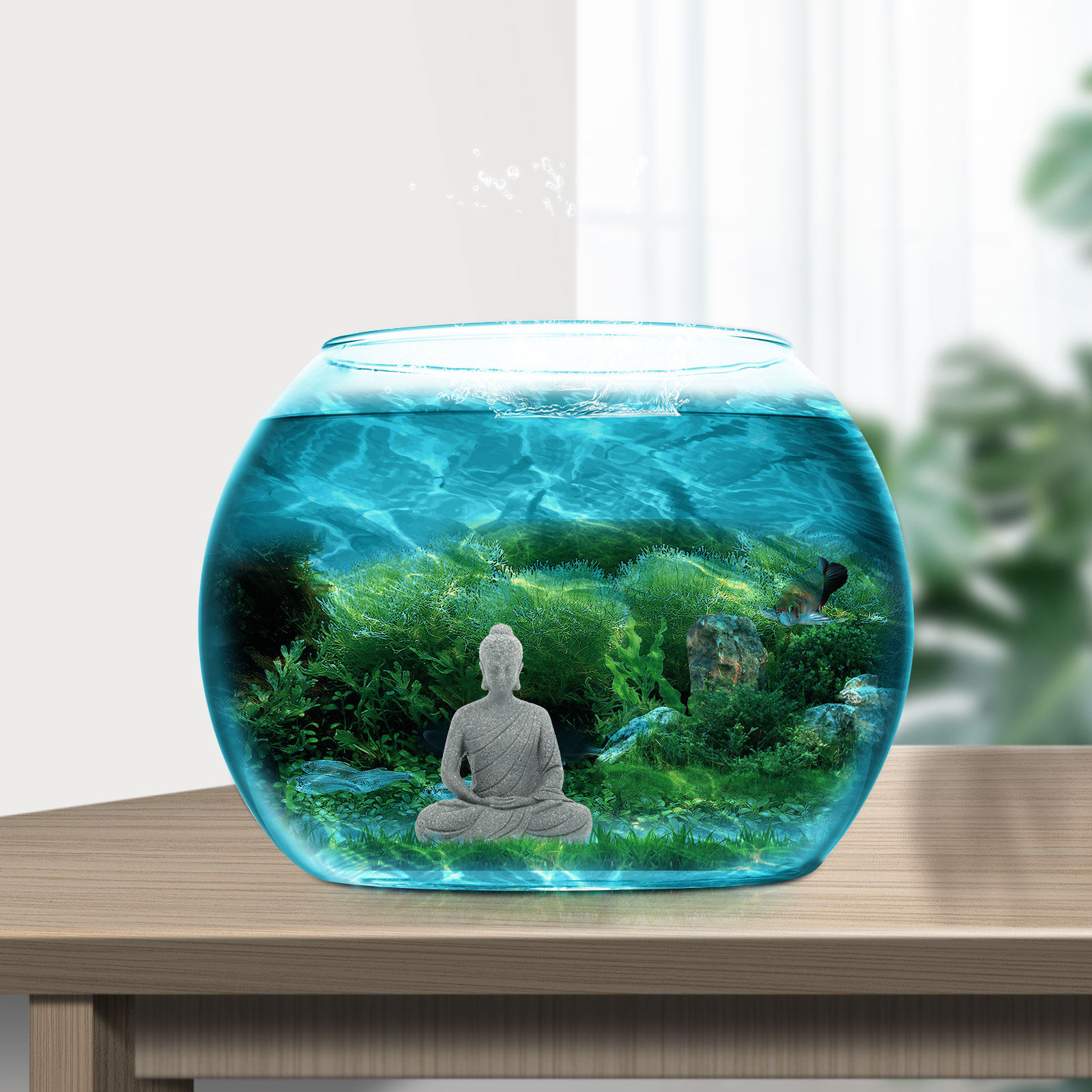 Mini Buddha Statue Resin Aquar - Aquarium Fish Tank recension och pris